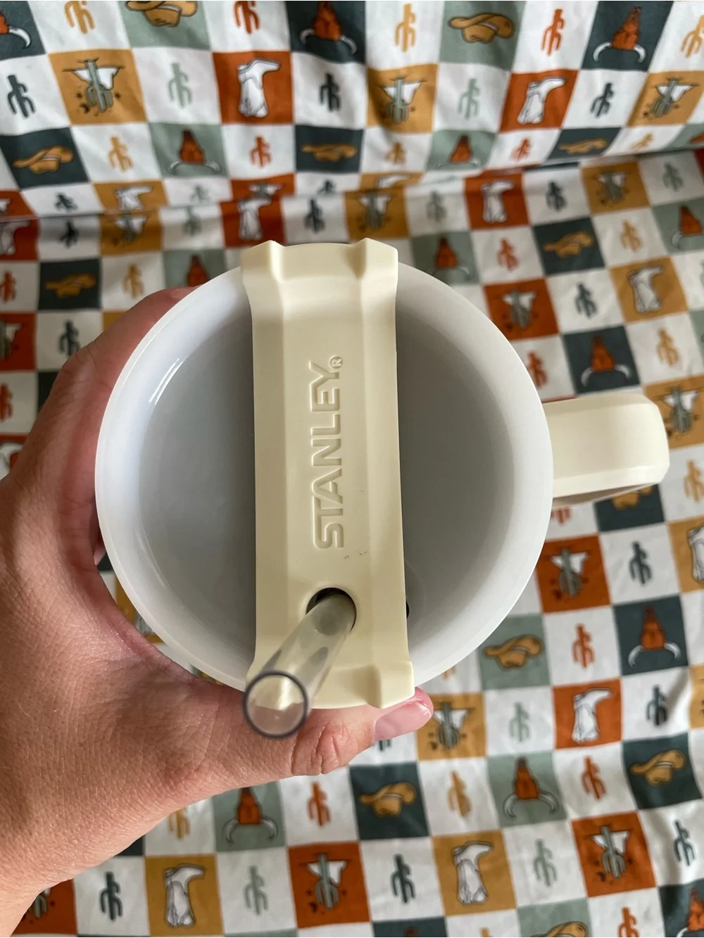 Stanley Metallic Copper 40 oz Cup with Cream Handle and White Lid - Picture 5 of 7